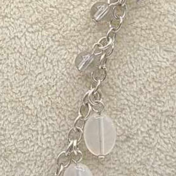 J Crew Silver Tone Faux Pearl Crystal Beads Ball Long Necklace - Picture 7 of 10